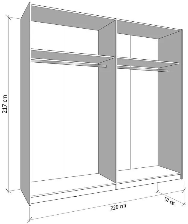 Ντουλάπα Συρόμενη ARBELA 220 OG με Καθρέπτη σε Light Port Oak 220x61x218εκ. 220x61x218 εκ.