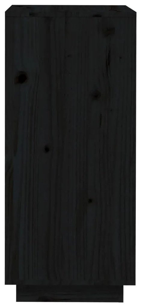 Παπουτσοθήκη Μαύρη 35 x 35 x 80 εκ. από Μασίφ Ξύλο Πεύκου - Μαύρο
