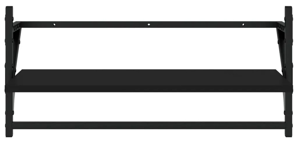 vidaXL Ράφια Τοίχου Σετ 4 τεμ. με Μπάρες Μαύρα από Επεξεργασμένο ξύλο