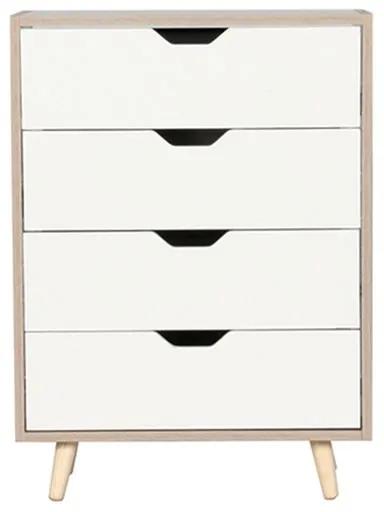 ALINA Συρταριέρα με 4 Συρτάρια Απόχρωση Sonoma - Άσπρο -  56x29x77cm