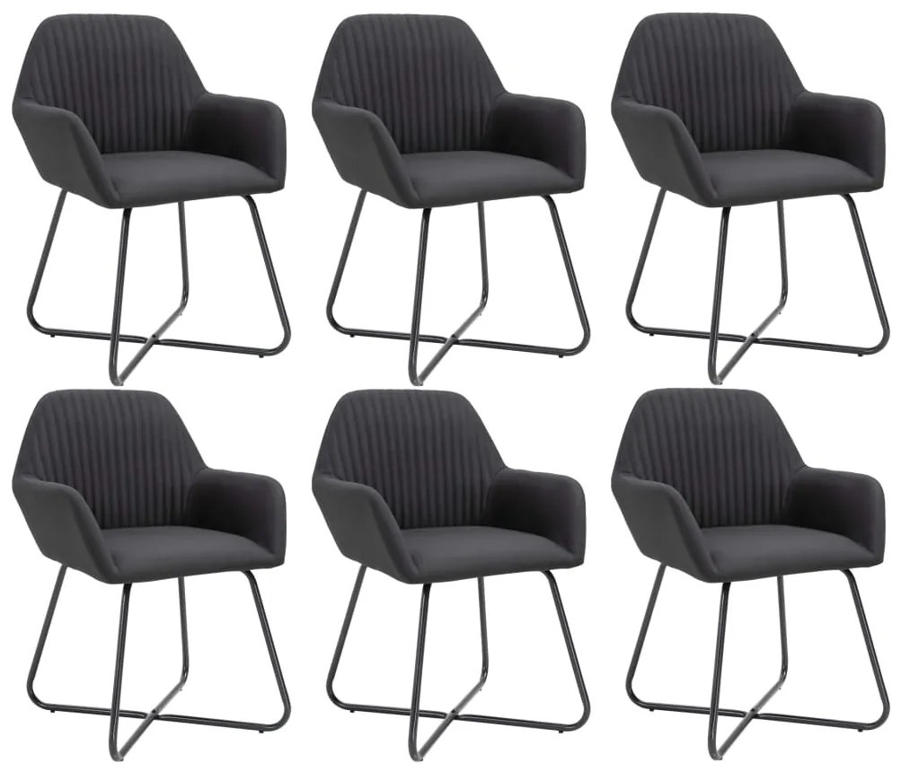 vidaXL Καρέκλες Τραπεζαρίας 6 τεμ. Μαύρες Υφασμάτινες