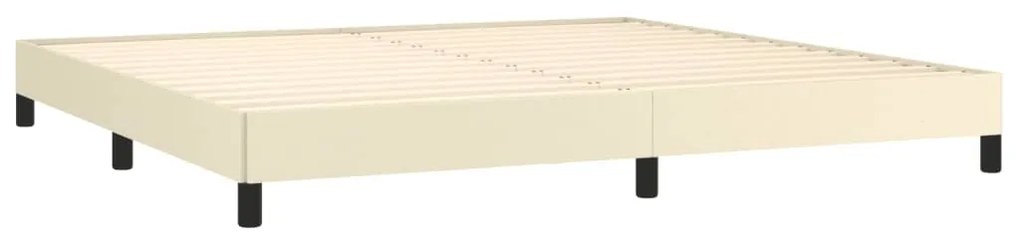 vidaXL Κρεβάτι Boxspring με Στρώμα Κρεμ 200x200 εκ. Συνθετικό Δέρμα