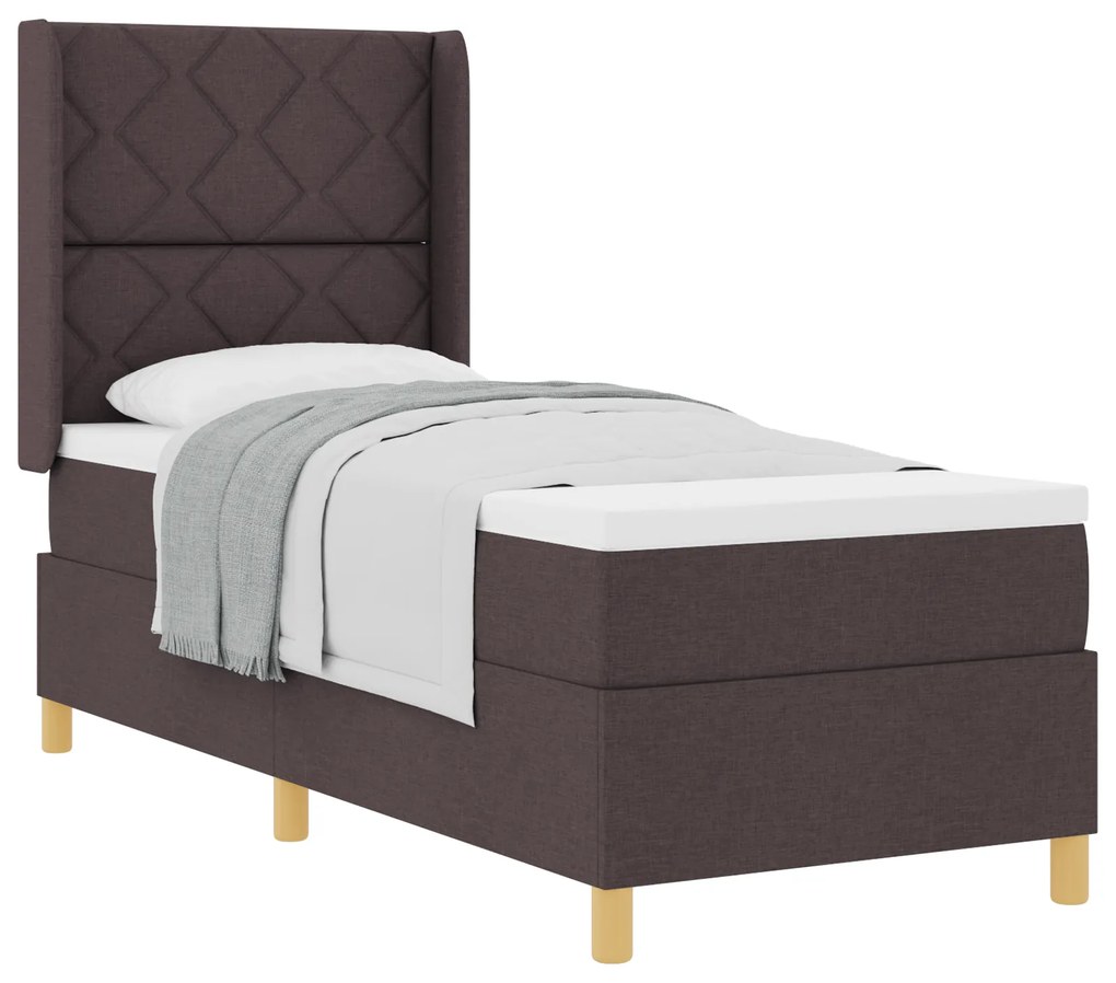 vidaXL Κρεβάτι Box Spring με Στρώμα Σκούρο Καφέ 80x200 εκ Υφασμάτινο