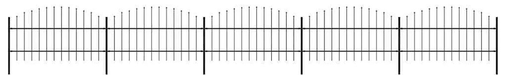 vidaXL Φράχτης Κήπου με Κορυφή Δόρυ από Ατσάλι 892,5 x 100 εκ. Μαύρος