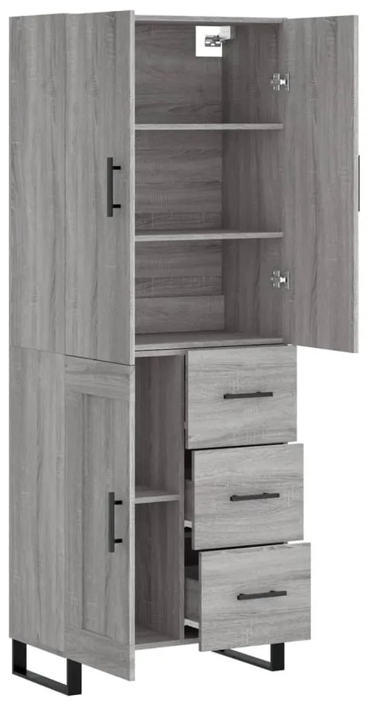 vidaXL Ντουλάπι Γκρι Sonoma 69,5 x 34 x 180 εκ. Επεξεργασμένο Ξύλο
