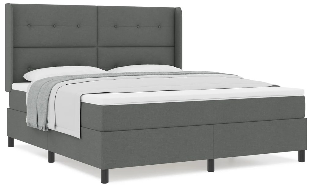 vidaXL Κρεβάτι Box Spring με Στρώμα Σκούρο Γκρι 180x200 εκ ύφασμα