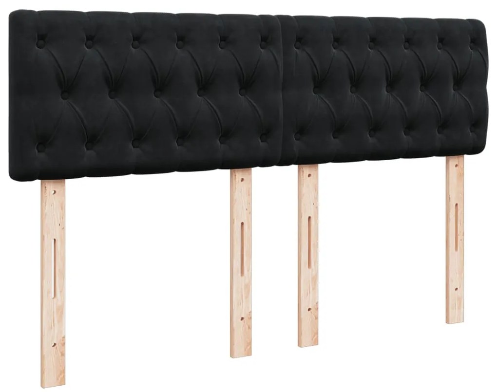 vidaXL Κρεβάτι Boxspring με Στρώμα Μαύρο 140x190 εκ. Βελούδινο