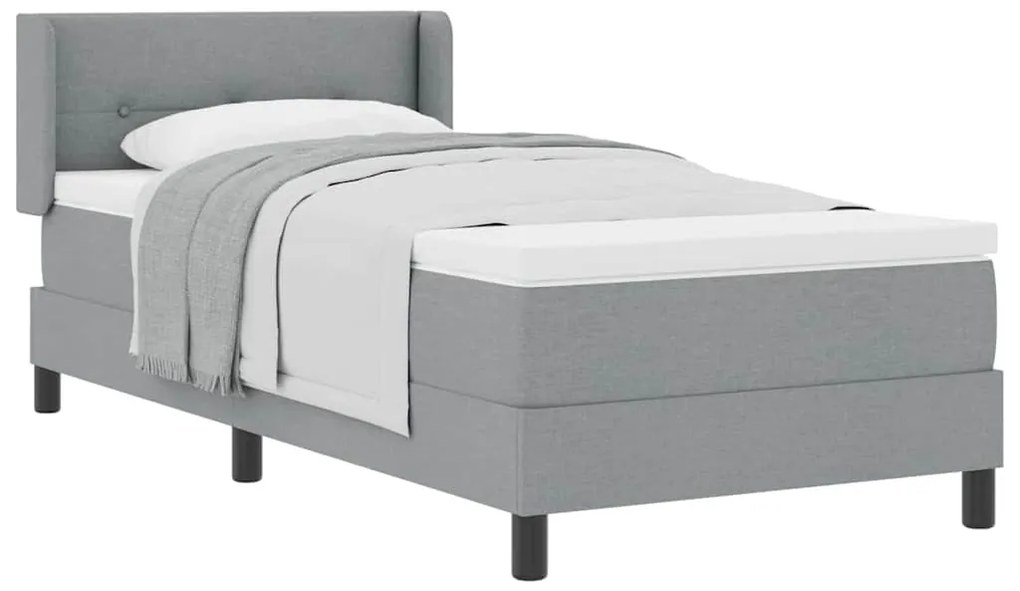 vidaXL Κρεβάτι box spring με στρώμα με στρώμα Ανοιχτό γκρι 90 x 190 cm