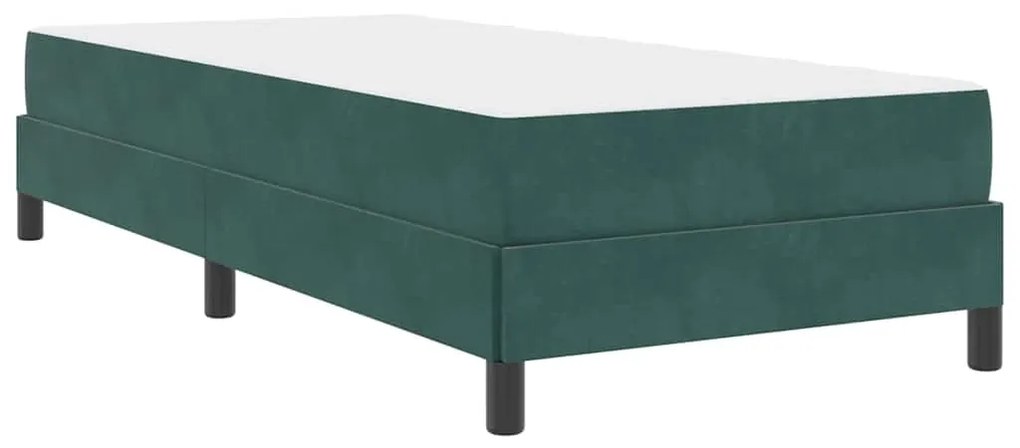 vidaXL Κρεβάτι box spring με στρώμα Σκούρο Πράσινο 90 x 190 cm Βελούδο