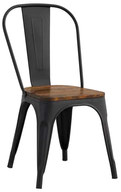 RELIX Wood Dark Oak Καρέκλα Μέταλλο Βαφή Μαύρο