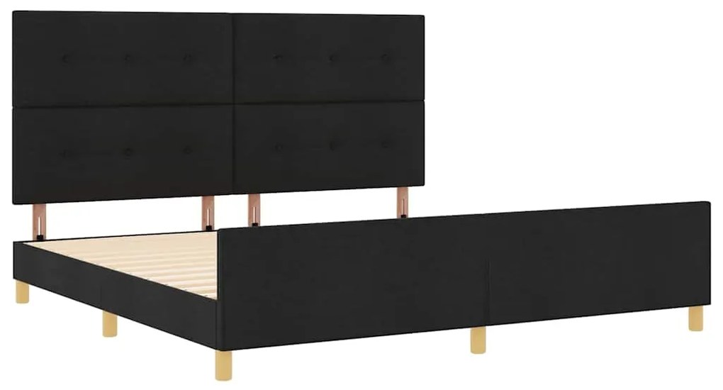 vidaXL Σκελετός Κρεβατιού με κεφαλάρι Μαύρο 200 x 200 cm ύφασμα