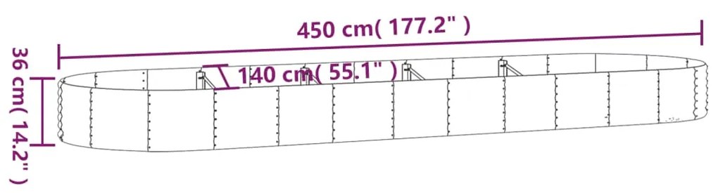 ΖΑΡΝΤΙΝΙΕΡΑ ΑΣΗΜΙ 450X140X36 ΕΚ. ΑΤΣΑΛΙ ΜΕ ΗΛΕΚΤΡ. ΒΑΦΗ ΠΟΥΔΡΑΣ 319042