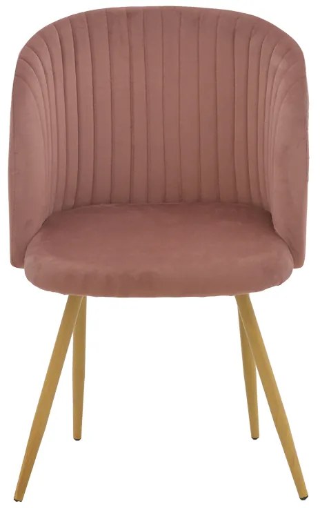 Καρέκλα Anelie pakoworld σάπιο μήλο βελούδο-πόδι φυσικό μέταλλο 45x59x78εκ | Συσκευασία 2 τμχ