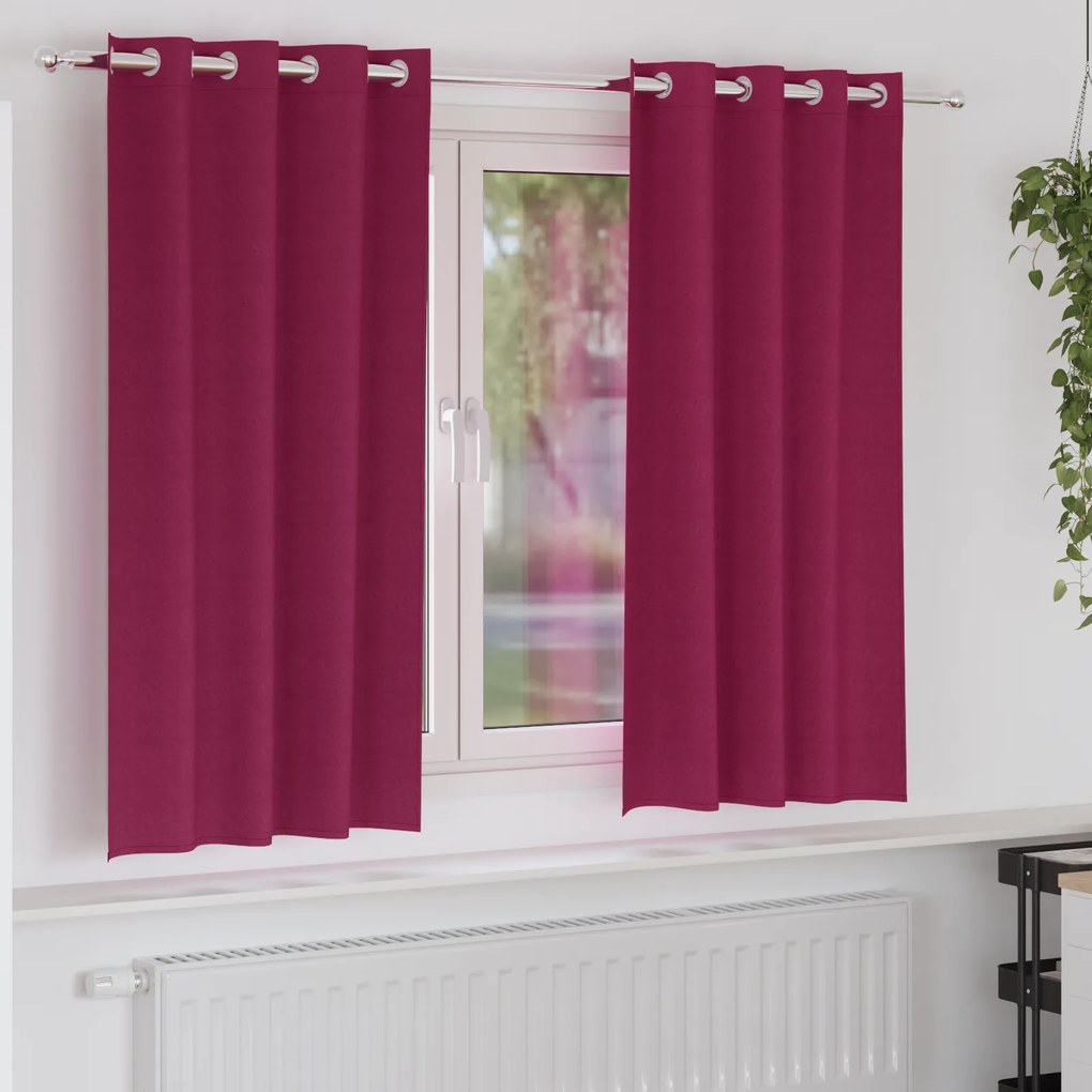vidaXL Κουρτίνες με κουρτίνες 2 pcs Κόκκινο 175 x 140 εκ. Πολυεστέρας