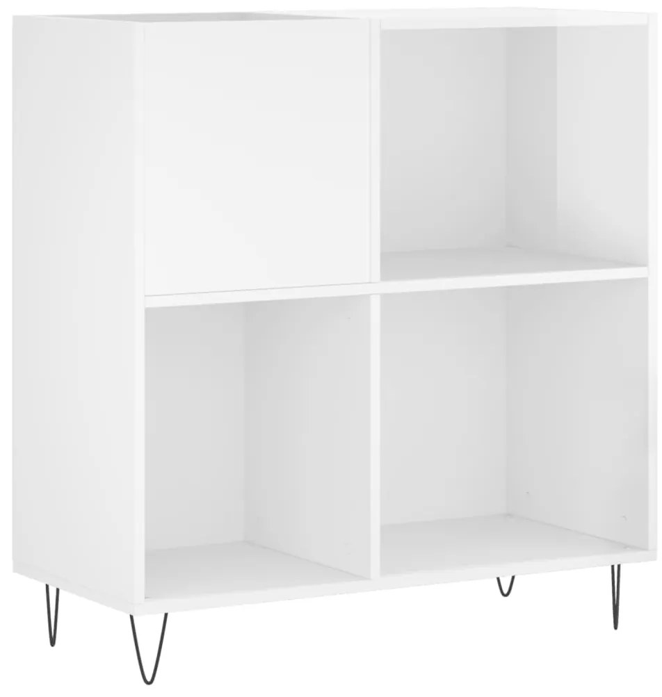 vidaXL Δισκοθήκη Γυαλιστερή Λευκή 84,5 x 38x 89 εκ. από Επεξεργ. Ξύλο