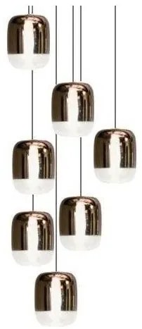 Πολυέλαιος Κρεμαστό Φωτιστικό Οροφής 7xLED 4,2W Dimmable Triac Φυσητό Γυαλί Βάση Φ21cm Gong Mini 7R Prandina-1A63002813070-Χάλκι 1A63002813070