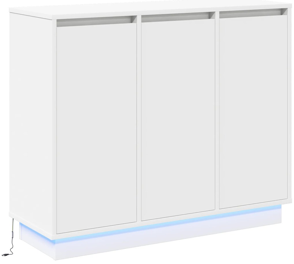 vidaXL Κομοδίνο LED Λευκό 90x32x75 εκ. από Επεξεργασμένο Ξύλο