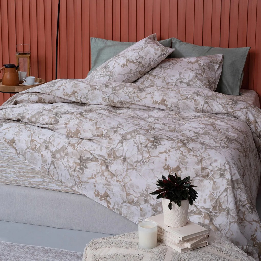 Σεντόνια Μονά (Σετ) Palamaiki Fashion FL6126 Μπεζ,Λευκό ΧΩΡΙΣ ΛΑΣΤΙΧΟ 170x260