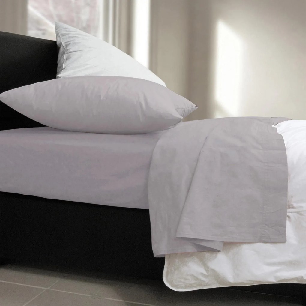 Σεντόνι Με Λάστιχο Basic Light Grey Nef-Nef Διπλό 120x230cm Με Λάστιχο 100% Cotton
