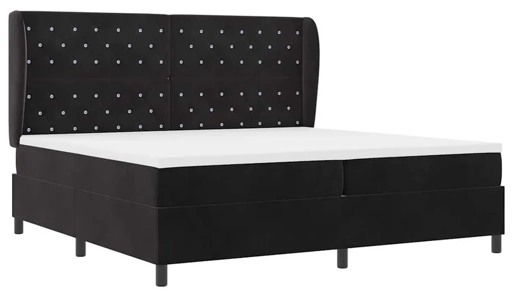 vidaXL Κρεβάτι με ελατήρια με στρώμα Μαύρο 200 x 200 cm Βελούδο