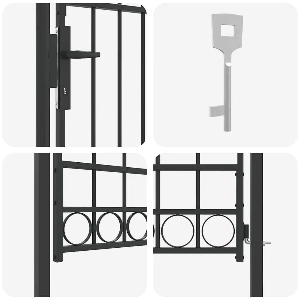 vidaXL Πύλη Φράχτη Γκρι 100 x 175 cm Ατσάλι με Επικάλυψη Πούδρας