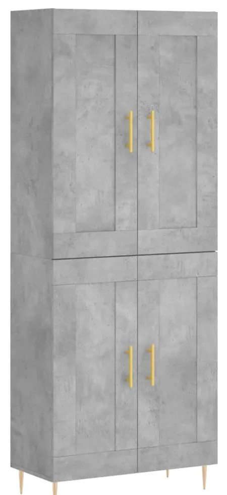 vidaXL Ντουλάπι Γκρι Σκυροδέματος 69,5x34x180 εκ. Επεξεργασμένο Ξύλο
