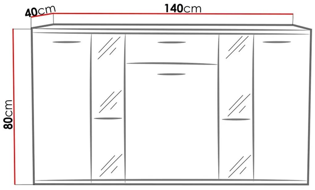 Βιτρίνα Tucson 114, Με συρτάρια, Με πόρτες, Ο αριθμός των θυρών: 3, Αριθμός συρταριών: 1, 80x140x40cm, 42 kg | Epipla1.gr