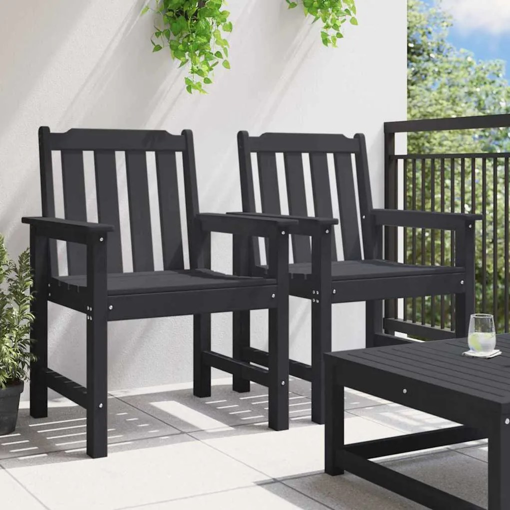 vidaXL Καρέκλα φαγητού κήπου 2 pcs Μαύρο 65.5 x 59 x 88 εκ Πλαστικό