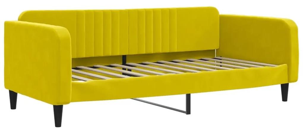 Καναπέ Κρεβάτι με Στρώμα Κίτρινο 90 x 200 εκ. Βελούδινος - Κίτρινο