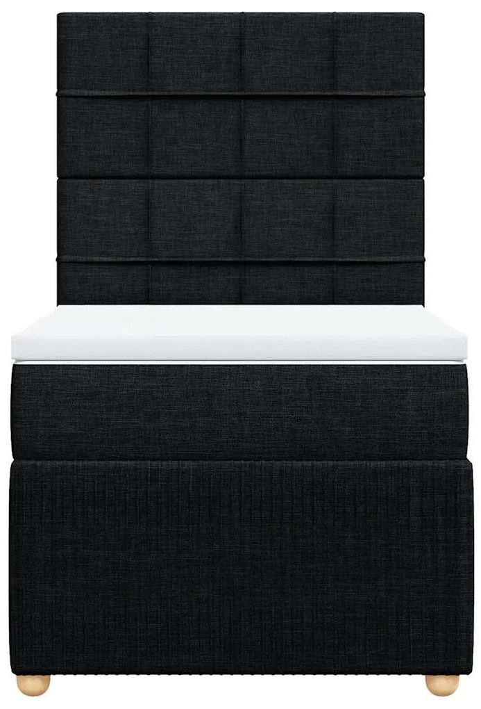 vidaXL Κρεβάτι Boxspring με Στρώμα Μαύρο 90x190 εκ.Υφασμάτινο