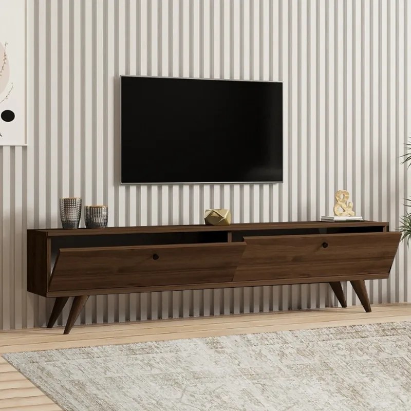 Έπιπλο τηλεόρασης Paris Megapap χρώμα καρυδί 160x25x35εκ.
