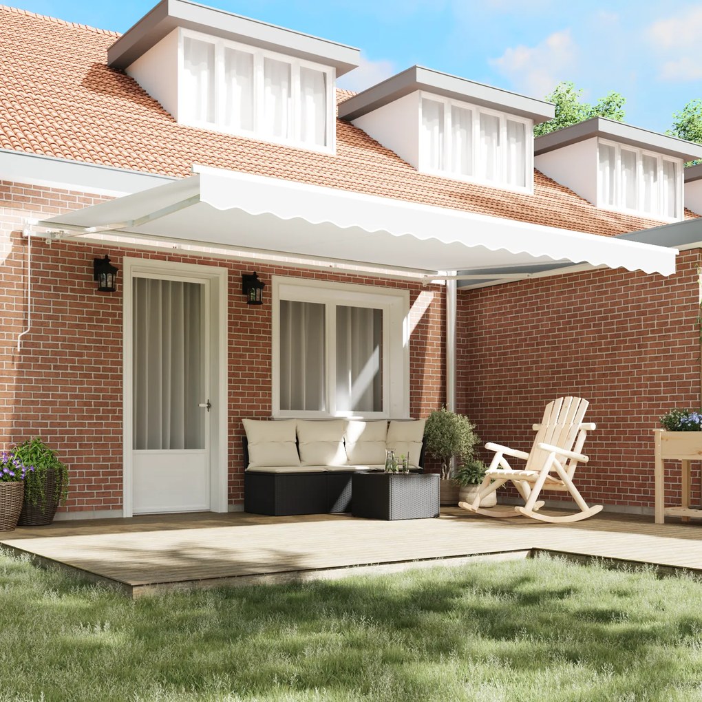 vidaXL Χειροκίνητη Ανασυρόμενη Τέντα Λευκή 450x350 cm