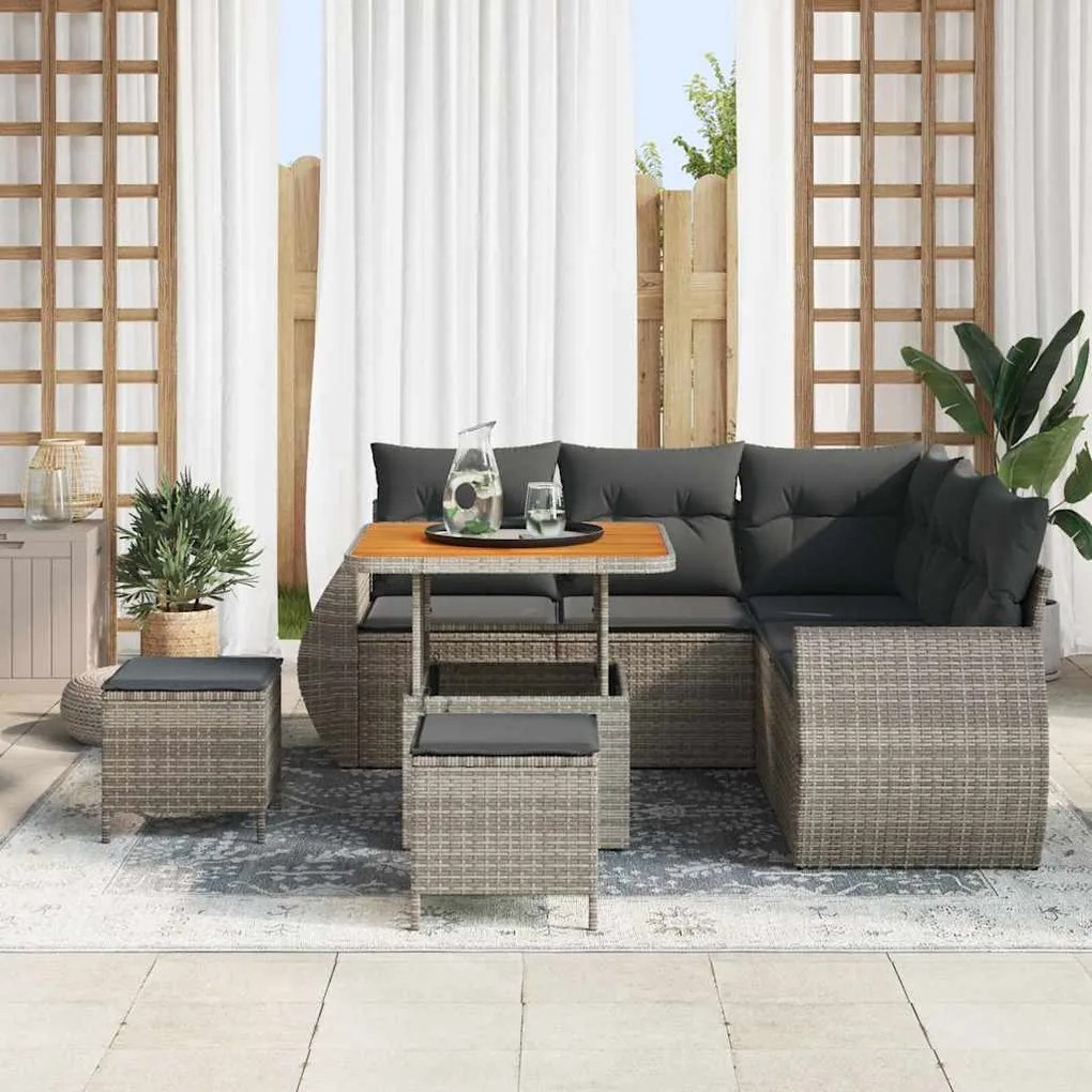 vidaXL Σετ Καναπέ Κήπου 8 pcs Γκρι συνθετικό ρατάν