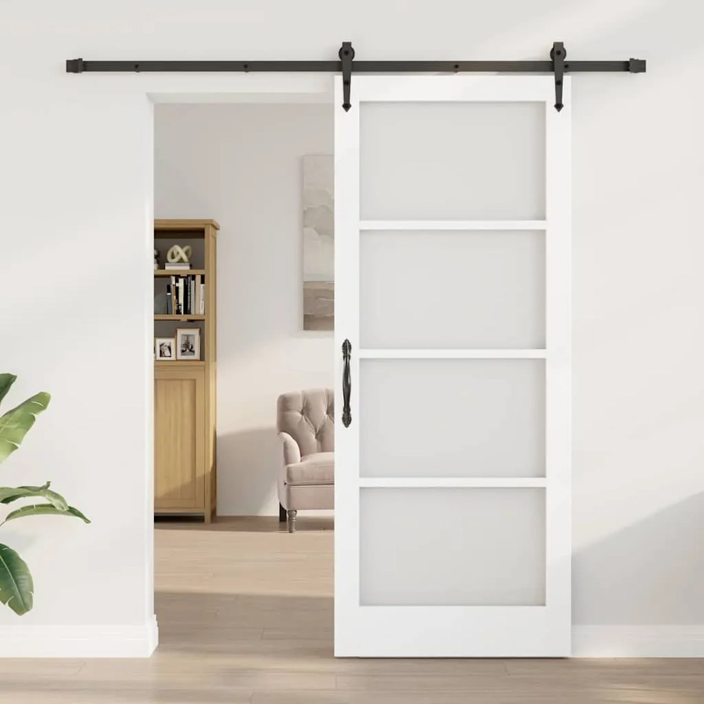 vidaXL Συρόμενη Πόρτα Χειροκίνητος Λευκό 86 x 211 cm Ξύλο και μέταλλο