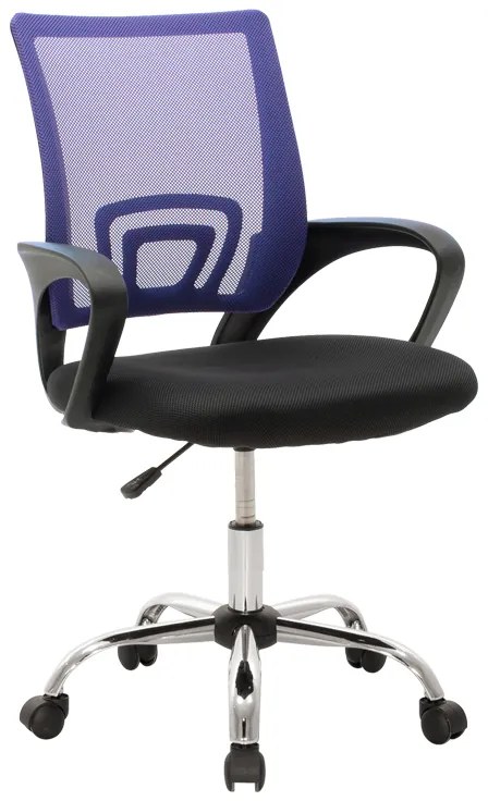Καρέκλα γραφείου Berto II pakoworld με ανάκλιση ύφασμα mesh σε μπλε-μαύρη απόχρωση και βάση χρωμίου 60x48x85-95εκ