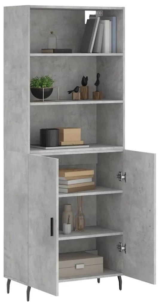 vidaXL Ντουλάπι Γκρι Σκυροδέματος 69,5x34x180 εκ. Επεξεργασμένο Ξύλο