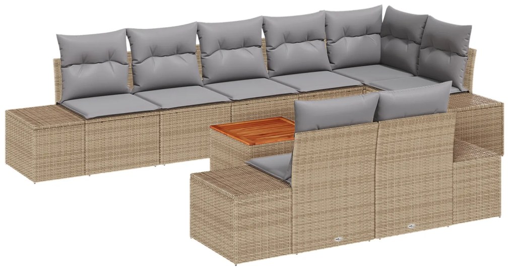 vidaXL Σετ Καναπέ Κήπου 9 pcs Beige, ανοιχτό γκρι 55 x 55 x 37 εκ