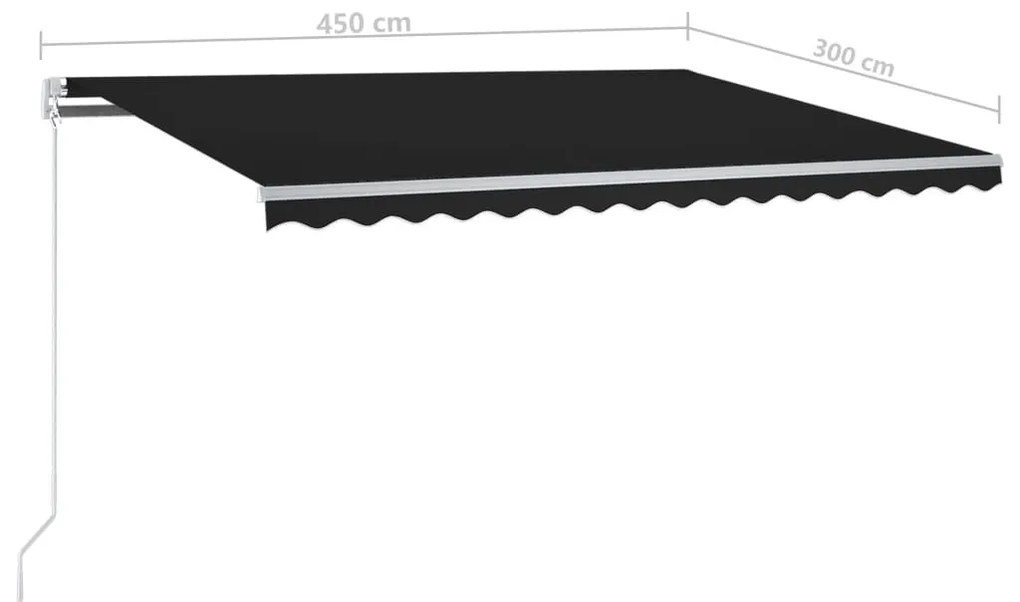 Τέντα Αυτόματη με LED &amp; Αισθητήρα Ανέμου Ανθρακί 4,5 x 3 μ. - Ανθρακί