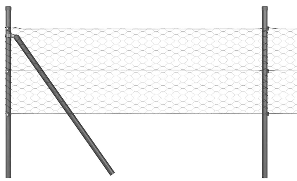 vidaXL Hexagon Φράχτης Γκρι 0,8 x 25 μ Ατσάλι