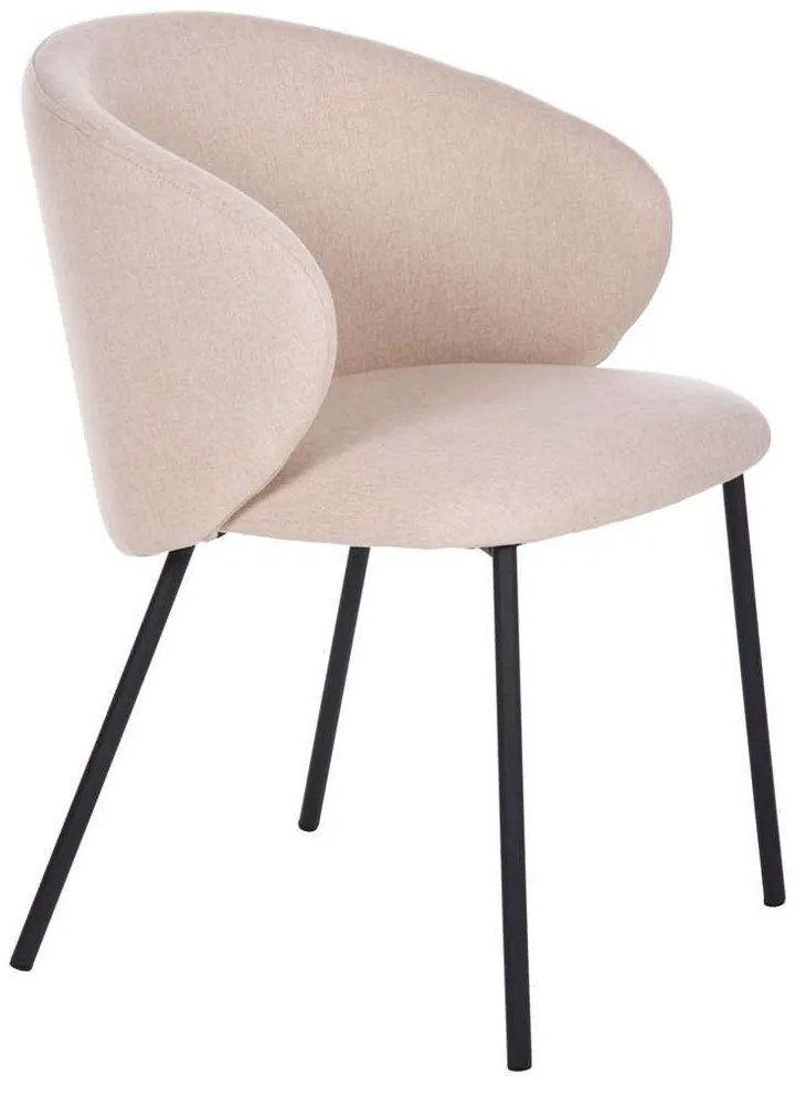 Καρέκλα Isiah HM9615.03 56x56x76cm Με Μεταλλικά Πόδια Beige-Black Μέταλλο,Ύφασμα