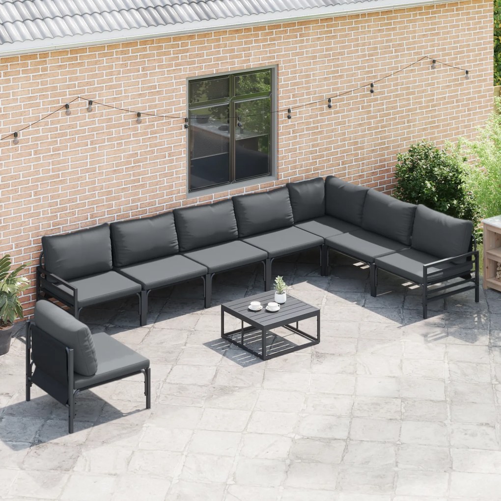 vidaXL Σετ Καναπέ Κήπου 8 pcs Ανθρακί Ατσάλι