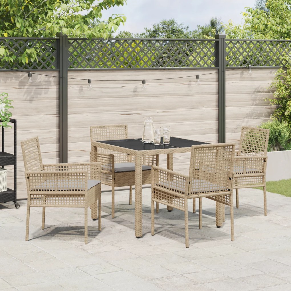 vidaXL Σέτ φαγητού για κήπο 5 pcs Μπεζ 90 x 90 x 75 cm