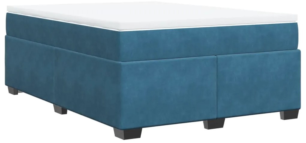 vidaXL Κρεβάτι Boxspring με Στρώμα Σκούρο Μπλε 140x190 εκ. Βελούδινο