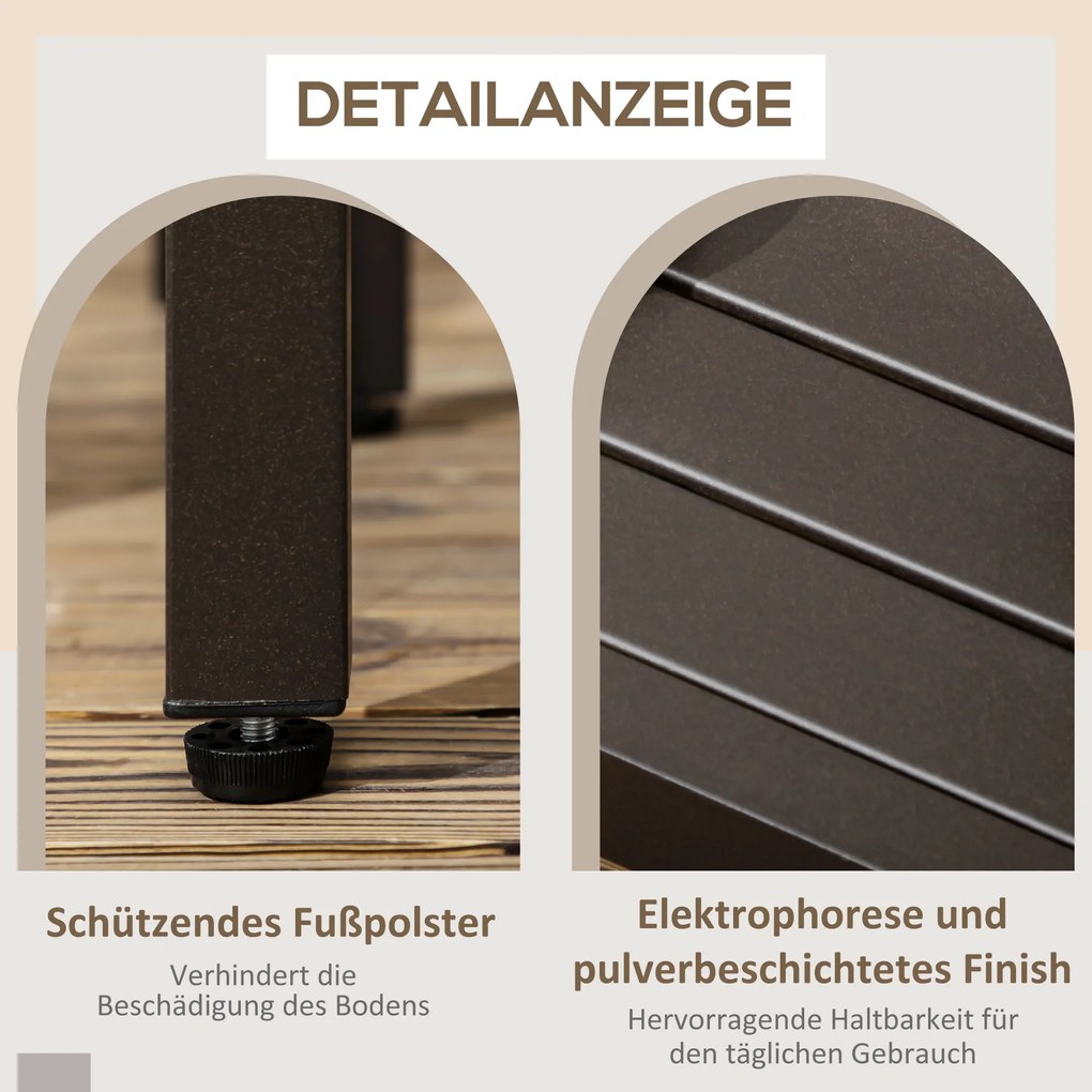 Outsunny Τραπέζι Κήπου, Τραπεζάκι, Ατσάλινο πλαίσιο, καφέ, 91 x 51 x 46 cm