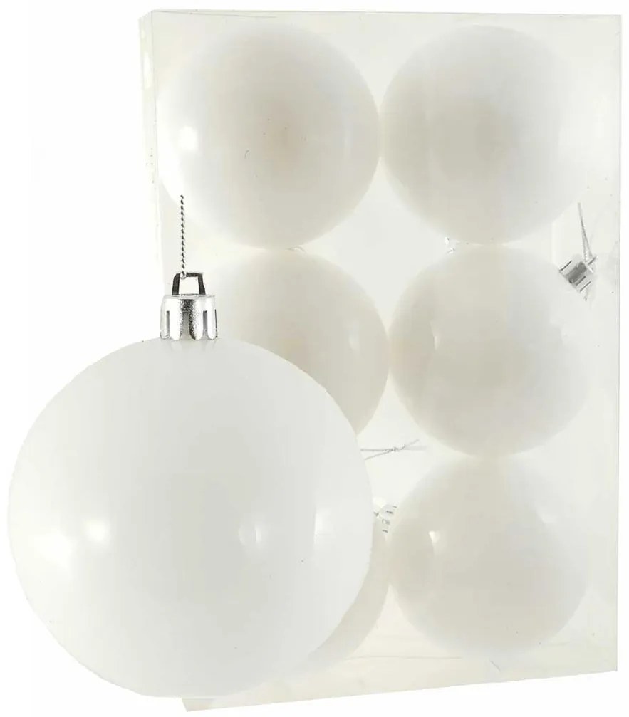 Σετ 6 Χριστουγεννιάτικες μπάλες Άσπρες 8cm 235878