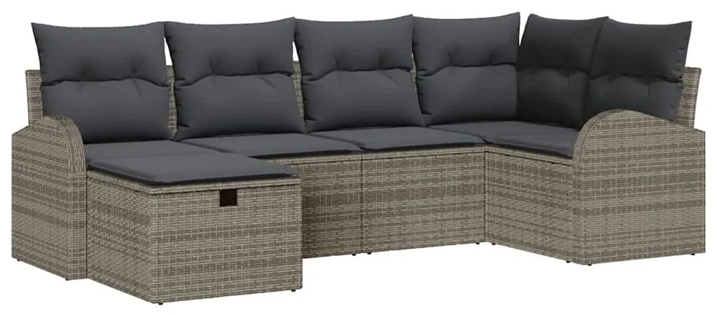 vidaXL Σετ Καναπέ Κήπου με μαξιλάρι 6 pcs Γκρι Πολυ ράταν