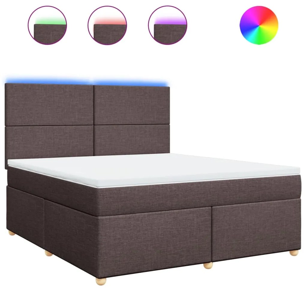 vidaXL Κρεβάτι Boxspring με Στρώμα Σκούρο Καφέ 180x200 εκ Υφασμάτινο