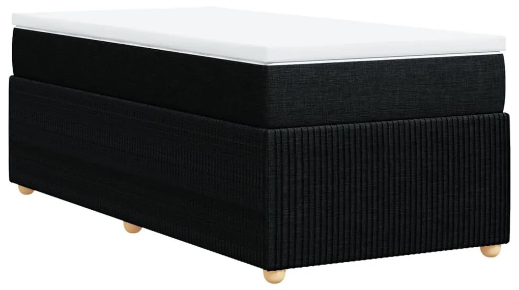 vidaXL Κρεβάτι Boxspring με Στρώμα Μαύρο 80 x 200 εκ. Υφασμάτινο