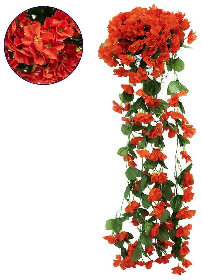 Τεχνητό Κρεμαστό Φυτό Phlox 78055 30x30x80cm Green-Red GloboStar Polyester,Plastic