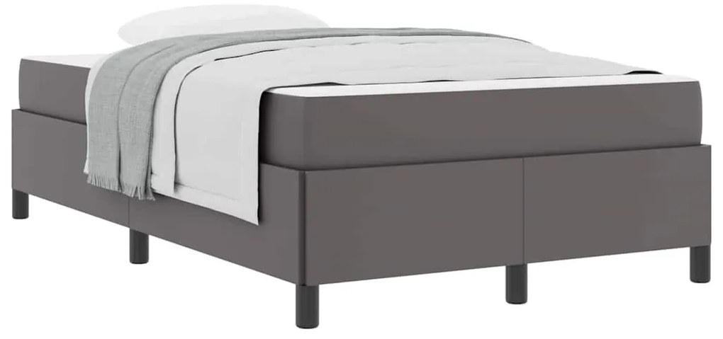 vidaXL Σκελετός κρεβατιού με στρώμα Γκρι 120 x 200 cm Τεχνητό δέρμα